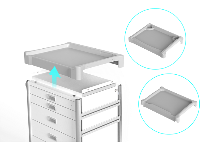 Easy-to-Clean Plastic Worktop for Emergency Drug Trolley