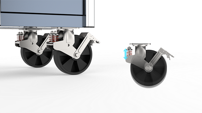 Heavy-Duty Spring Loaded Caster Installed on Rolling Tool Carts