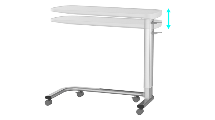 Hospital Overbed Table with Wheels | Adjustable Height | Machan 