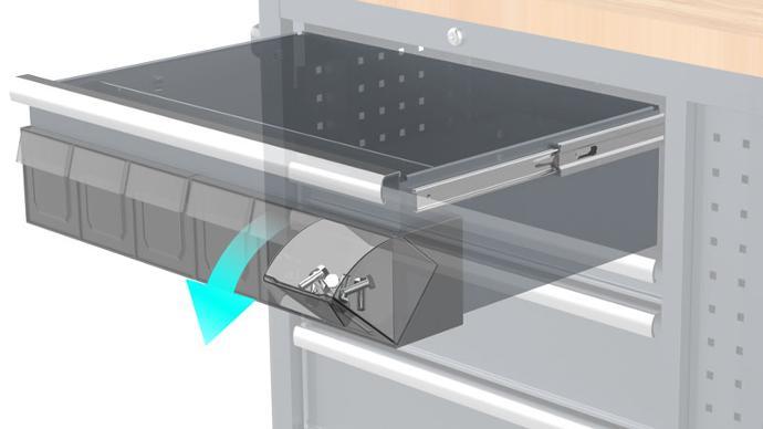 External Parts Box Design of Machan Garage Island Workbench Trolley