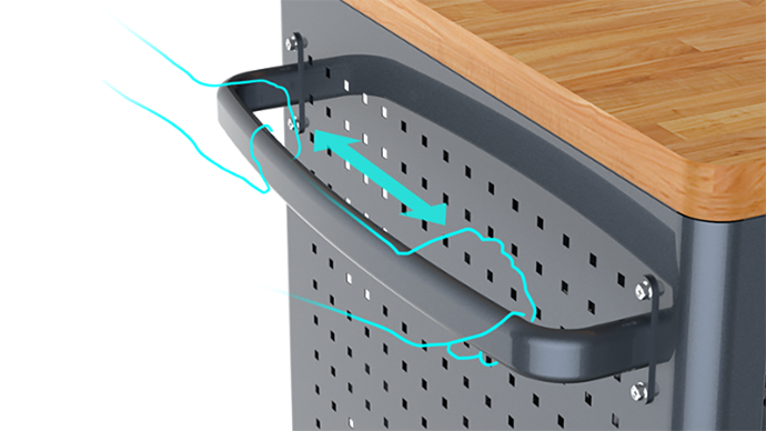 Elongated Side Handle of Machan Rolling Mobile Island Tool Cart