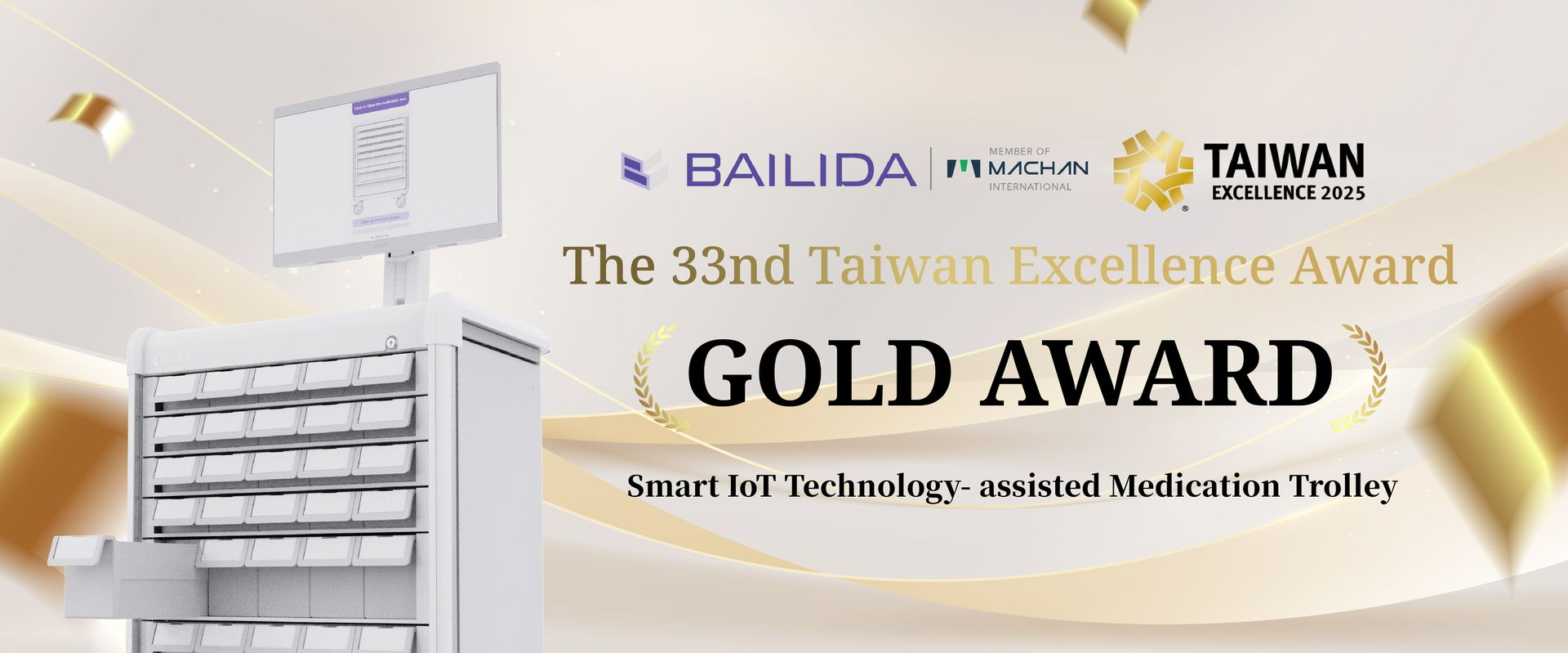 Smart IoT Technology-assisted Medication Trolley Wins 33rd Taiwan Excellence Gold Award